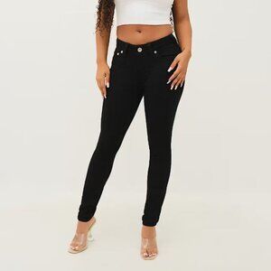 True Religion Jennie Curvy Mid Rise Skinny Black Jeans